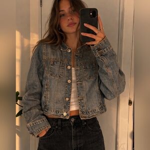 CAbi Denim Jean Jacket Women's Medium Western Gorpcore Rodeo Preppy